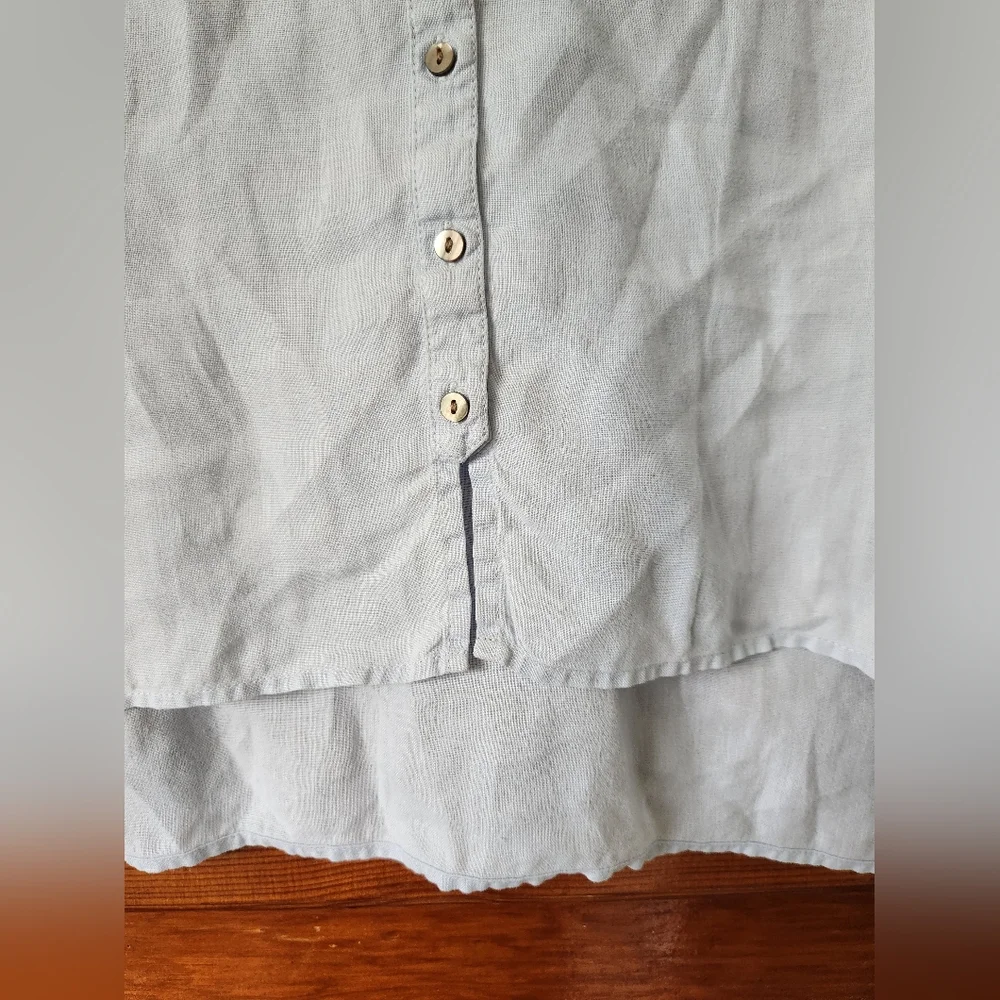 J. Jill 100% Linen Soft Blue Button Up Blouse Large - Picture 3 of 5